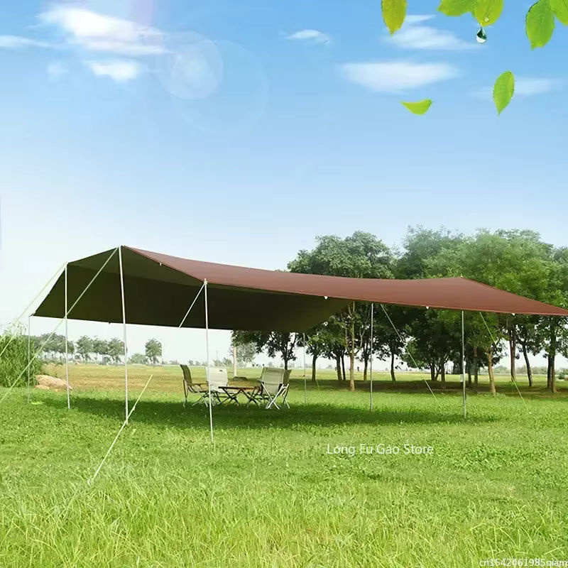 Wasserdichte Outdoor-Camping-Sonnenschutzplane aus Oxford-Gewebe in Silber, B x B: 6 x 8 m - Bild 2