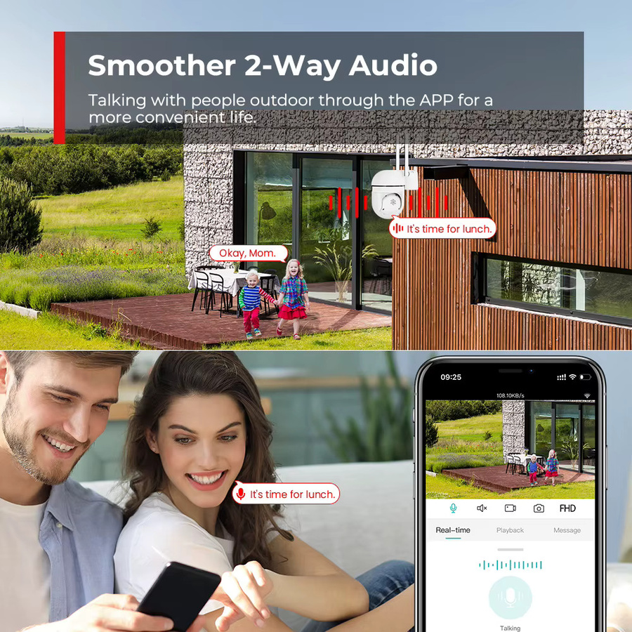 Overscam 5MP Outdoor WLAN-Sicherheitskamera PTZ-IP-Kamera mit Auto-Tracking, Zwei-Wege-Audio und Nachtsicht in Farbe, Weiß - Bild 4