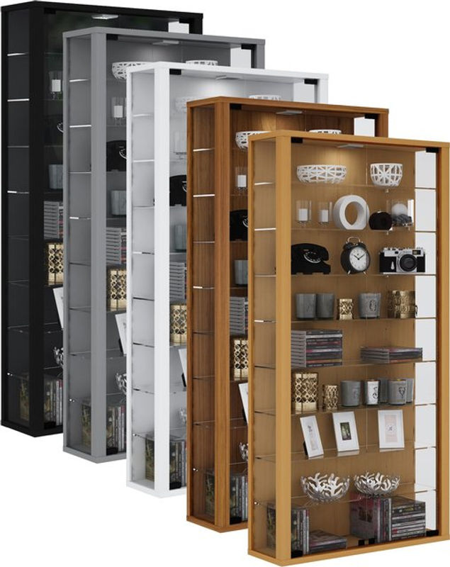 VCM Wandvitrine Vitrosa Maxi in Schwarz mit ESG-Sicherheitsglas und 8 Glasböden, B/T/H: 59 x 18 x 113 cm - Bild 3