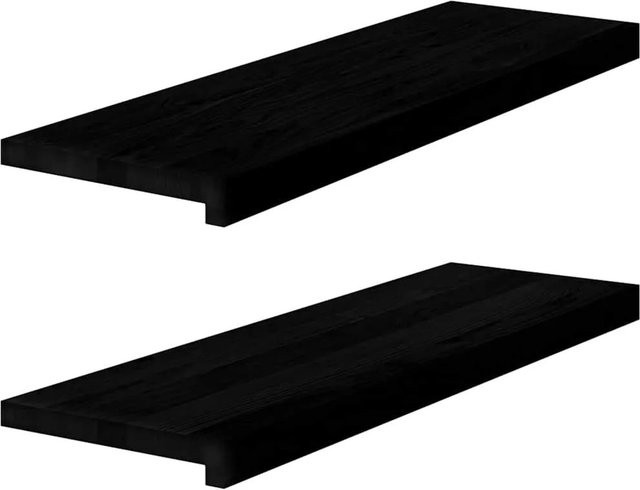 vidaXL Fensterbänke aus Massivholz Eiche, 2 Stück, Dunkelbraun, B: 80 cm, T: 30 cm, H: 2 cm - Bild 1