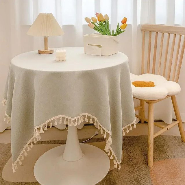 Runde Tischdecke Mesa Party mit Karomuster aus Baumwoll-Leinen-Mischung in Grün, Durchmesser: 40 cm - Bild 1