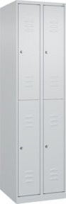 C+P Doppelstock-Spind Classic PLUS mit 2 Abteilen in Grau, H x B x T: 185 x 50 x 50 cm, Stahl mit Zylinderschloss und Garderobenstange - Bild 1