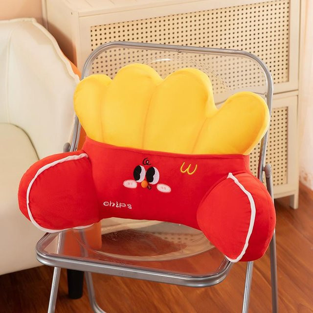 Yiran Health & Beauty Pommes und Hamburger Plüschkissen in Rot als Lendenstütze und Deko für Kinder, B/H: 40 x 60 cm - Bild 1
