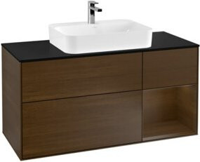 V&B Waschtischunterschrank Finion mit Wandbeleuchtung in Walnuss, Breite: 120 cm, Tiefe: 50,1 cm, Höhe: 50,1 cm - Bild 1