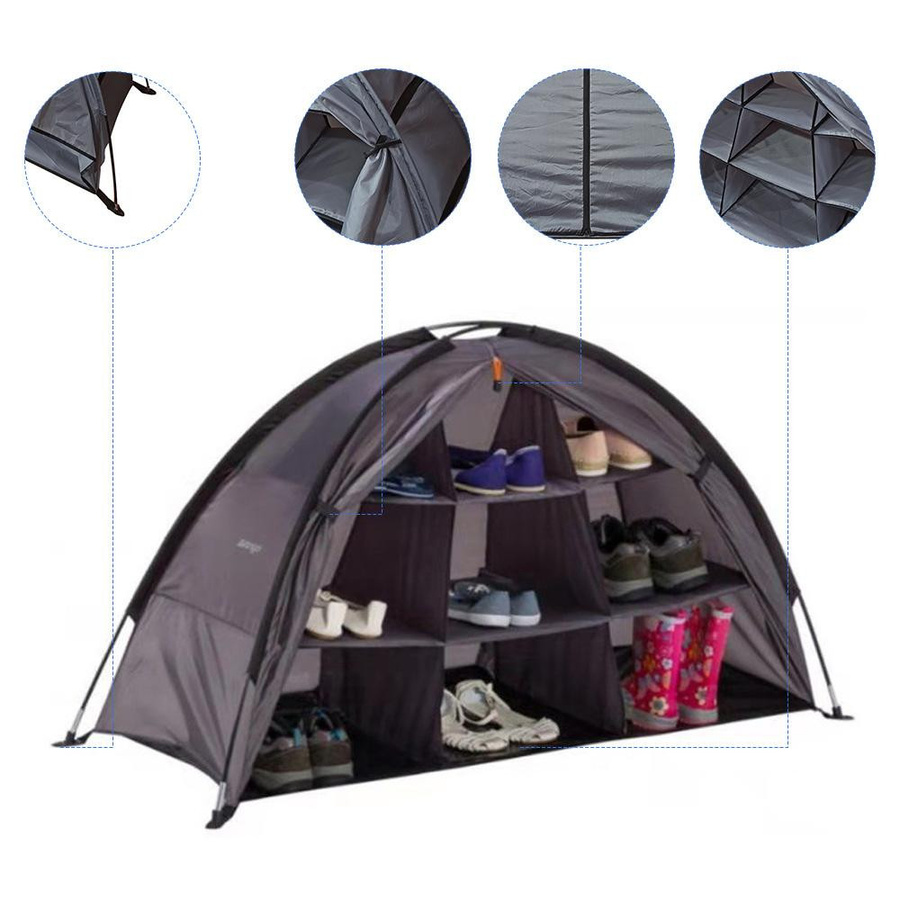 Igeteck Outdoor-Aufbewahrungszelt mit 9 Regalen, wasserdicht und tragbar, grau - Bild 3