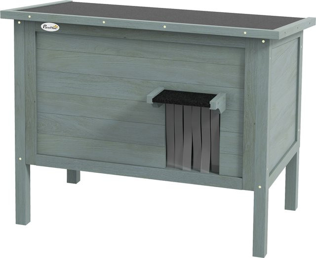 PawHut Katzenhaus aus Holz in Dunkelgrau, wetterfeste und isolierte Katzenhütte mit abnehmbarem Pultdach für Garten und Balkon, B/T/H: 50 x 85 x 68,5 cm - Bild 1