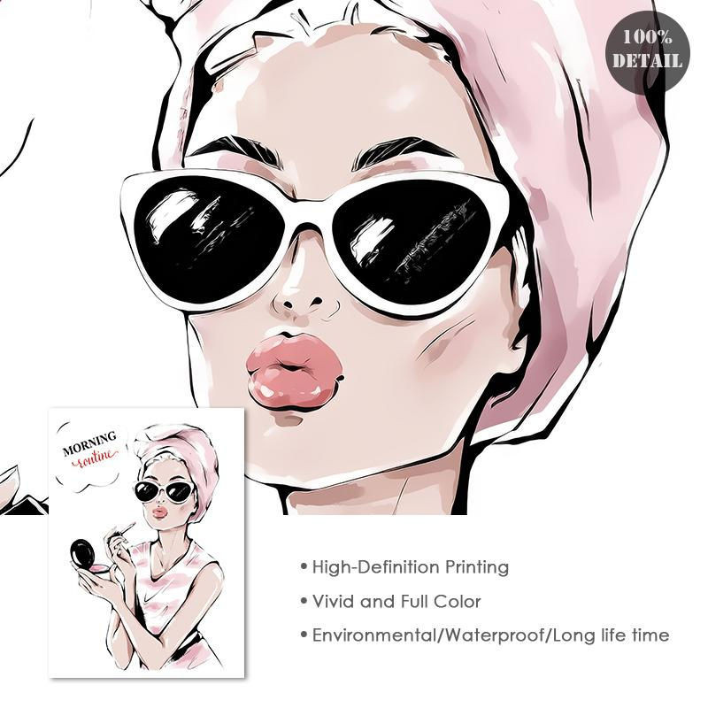 DIMENGQI Wandkunst Leinwand Poster mit Parfüm und Make-up Motiv in Rosa, Modernes Wandbild für Wohnzimmer und Schlafzimmer, B: 30 cm, H: 45 cm - Bild 1