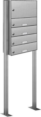 AL Briefkasten-System für 4 Parteien mit Zaundurchwurf, silberfarben, B/H/T: 153,128 x 150,0 x 27,5 cm - Bild 1