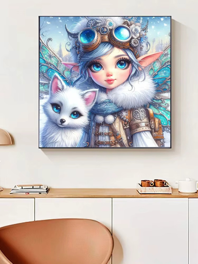 Huacan Diamant-Gemälde zum Selbermachen Cartoon-Elf mit Fuchs Motiv in Mehrfarbig, 5D-Vollmosaik mit Strasssteinen zur Wanddekoration - Bild 3