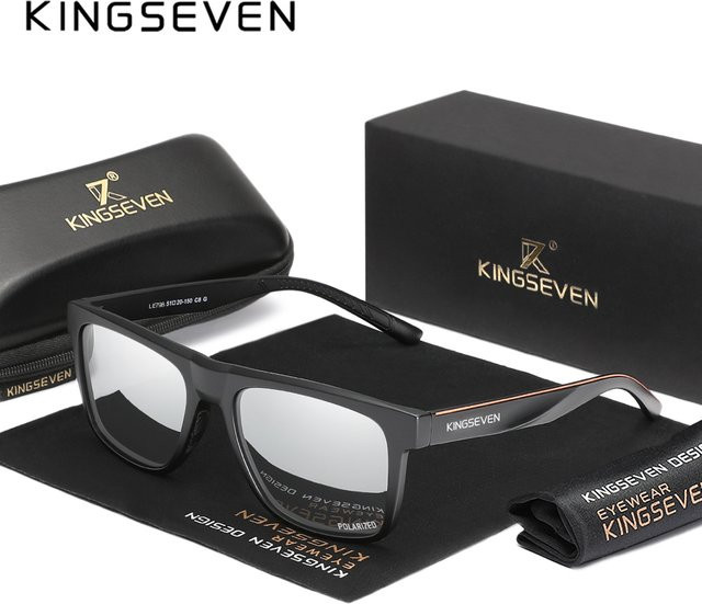 KINGSEVEN Sonnenbrille, Vollrand, Schwarz, Unisex, Kunststoff, polarisiert - Bild 1