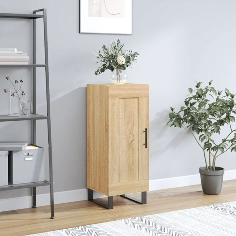 Modernes Sideboard Vidaxl aus Holzwerkstoff und Metall in Eiche Natur Braun, B/T/H: 34,5 x 34 x 90 cm - Bild 1