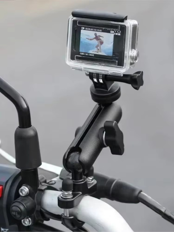 TUNEDEE Kamerahalterung aus Aluminiumlegierung für Motorrad und Fahrrad in Schwarz, Lenker- und Spiegelhalterung kompatibel mit GoPro Hero, Insta360 und DJI Osmo Action - Bild 7