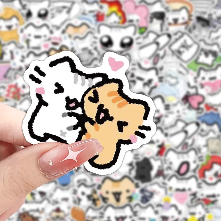 72 Stück Kawaii Pokky Katze Aufkleber Set, bunte Tier Meme Graffiti Sticker für Laptop, Telefon, Gepäck und Skateboard von GOGOTU - Bild 2