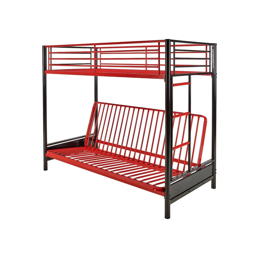 Vente-unique Hochbett Modulo aus Metall im Industriestil, Farbe Schwarz-Rot, Höhe: 198 cm - Bild 2