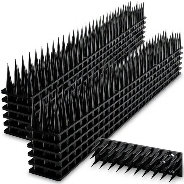 TTL GARDEN Vogelabwehr Spikes aus Kunststoff in Schwarz, 5m Länge mit 12 Elementen zur Taubenabwehr für Dachrinne und Balkon - Bild 1