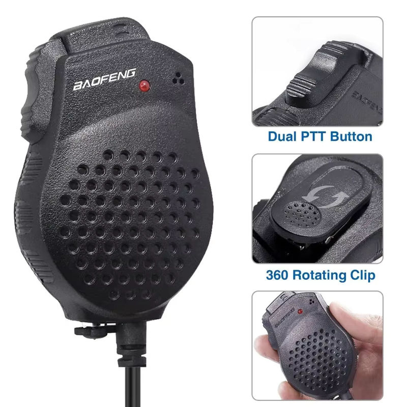 Baofeng Dual PTT Schulterlautsprecher-Mikrofon in Schwarz mit 3,5 mm Klinkenanschluss kompatibel mit BAOFENG UV-5R und MINI UV-82 Zweiwege-Amateurfunkgeräten - Bild 2