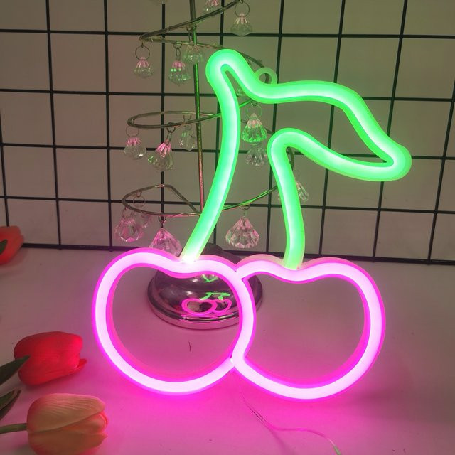 Phantasy Star Kirsch Neon LED Deko-Leuchte für Restaurant, Schlafzimmer oder Party, USB- und batteriebetrieben - Bild 1