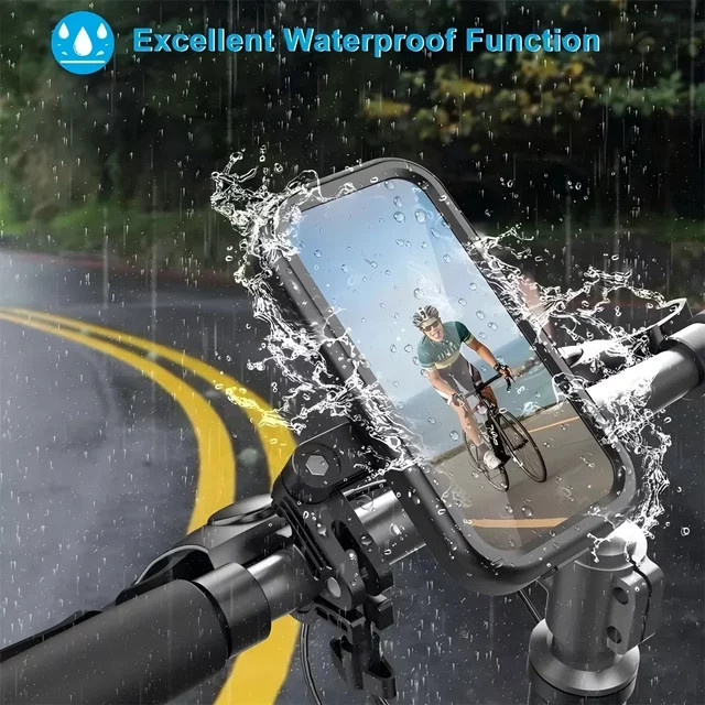 Universeller wasserdichter Fahrrad-Handyhalter in Schwarz mit 360 Grad Drehung und Verstellbarkeit für Smartphones von 4,7 bis 6,8 Zoll - Bild 1