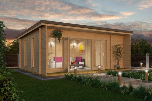 LASITA MAJA Gartenhaus Japan Blockbohlenhaus aus Holz in Braun-Beige, B/H/T: 648 x 250,8 x 470 cm - Bild 1