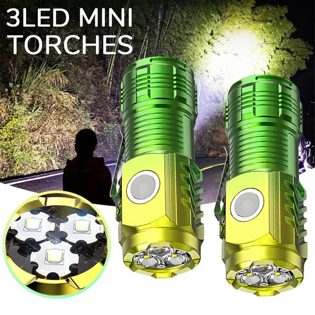 NEWBIRTH Taktische Mini-Taschenlampe mit 3 SMD-LEDs, USB-wiederaufladbar, Aluminium-Gehäuse und Clip für Outdoor-Aktivitäten - Bild 1