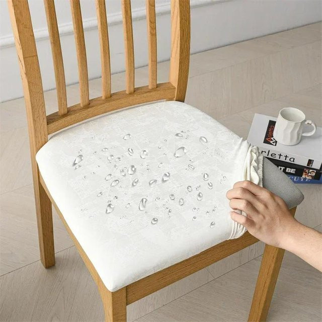 Elastische Esszimmerstuhlbezüge aus PU-Kunstleder in Weiß, schmutzabweisende und abnehmbare Stuhlhussen für dein Zuhause oder das Hotel - Bild 1