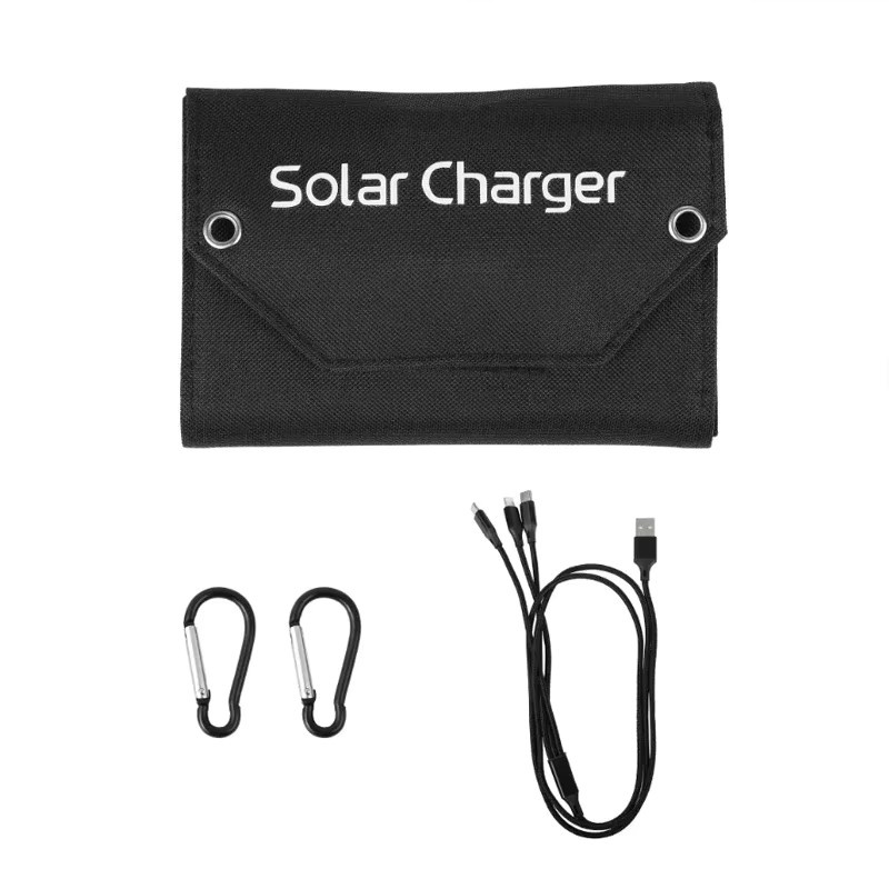 Luxuglow Faltbares Solarpanel mit USB-A und USB-C Anschlüssen, Tragbares Solar-Ladegerät für Outdoor und Camping, Schwarz - Bild 5