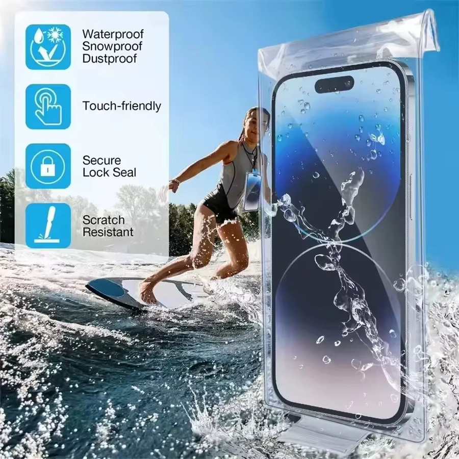 10er Pack Wasserdichte Handyhüllen in Transparent für iPhone 16, Samsung und Xiaomi als Unterwasser-Handyschutzhülle - Bild 5