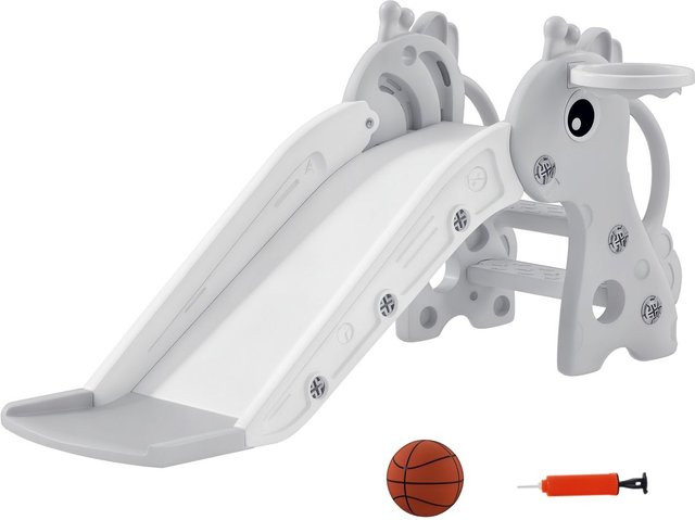 AIYAPLAY Kinderrutsche mit Basketballkorb Giraffenform Grau 1+ Jahre - Bild 1