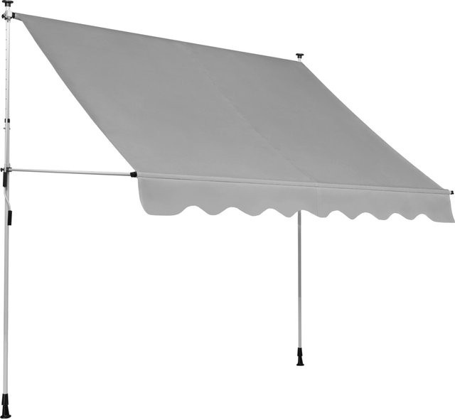 Klemmmarkise mit Kurbelantrieb und Stahlgestell in Silbergrau, B: 295 cm, H: 150 cm - Bild 1