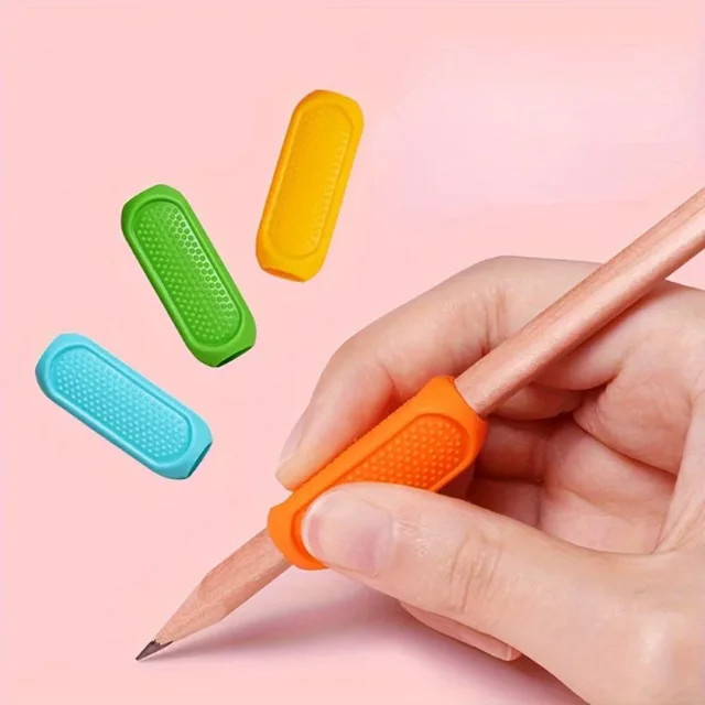 4 Stück Dreieckige Stiftgriffe in Multicolour als Schreibhilfen und Grifftrainer für den Schulbedarf - Bild 1