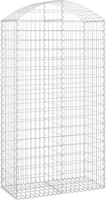 vidaXL Gabione mit Hochbogen aus verzinktem Eisen in Silber, B/T/H: 100 x 50 x 180/200 cm - Bild 1