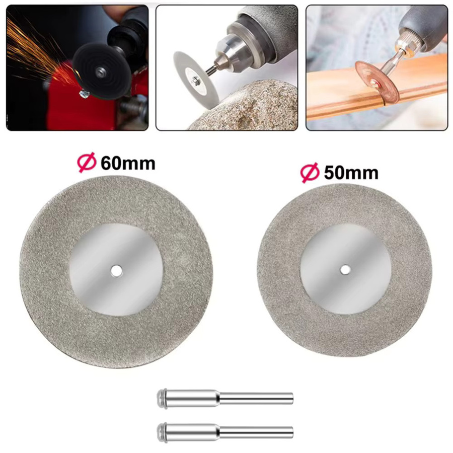 Mini-Diamanttrennscheiben-Set für Rotationszubehör mit Diamantschleifscheiben und Kreissägeblättern, Durchmesser: 40 mm, 50 mm und 60 mm - Bild 2