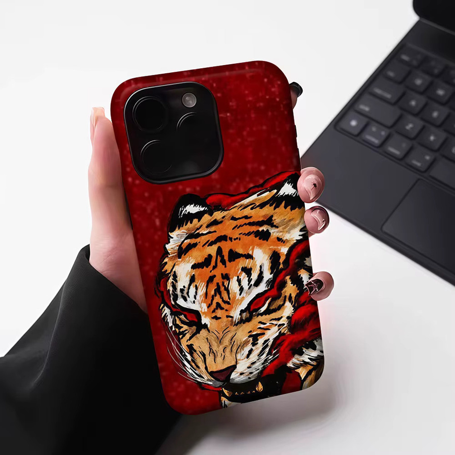 Aurbe Matte 2-in-1 MagSafe Hülle Red Tiger Fury für iPhone 17 16 15 14 Plus Pro Max Stoßfeste Hartschale in Rot - Bild 6