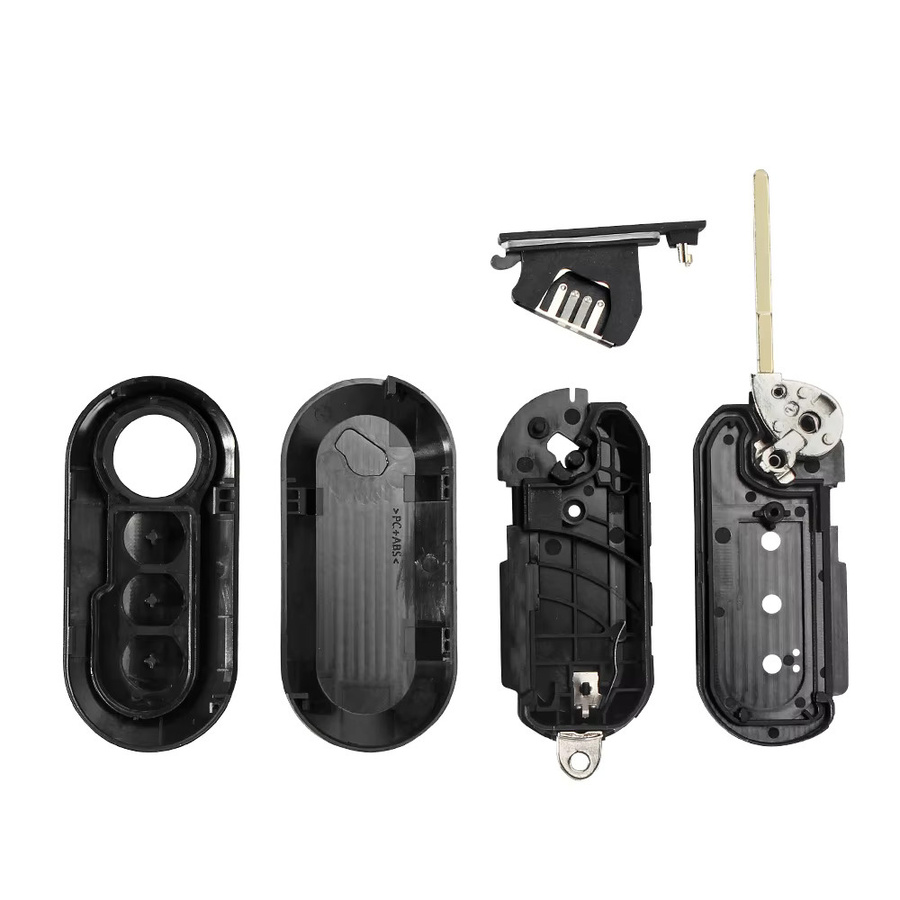 KEYYOU Klappbares Autoschlüssel-Gehäuse für Fiat, Citroen und Peugeot, Farbe: Schwarz - Bild 3