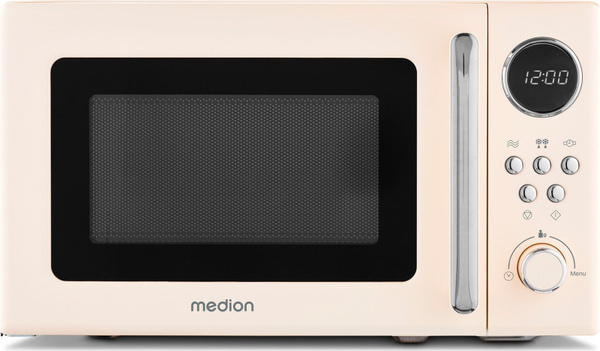 Medion Retro Mikrowelle MD15000 beige mit 20 Liter Volumen, 800 Watt und 8 Automatikprogrammen