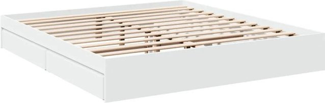 vidaXL Bettgestell mit Schubladen in Weiß aus Holzwerkstoff B/T/H: 200 x 203 x 28 cm - Bild 1