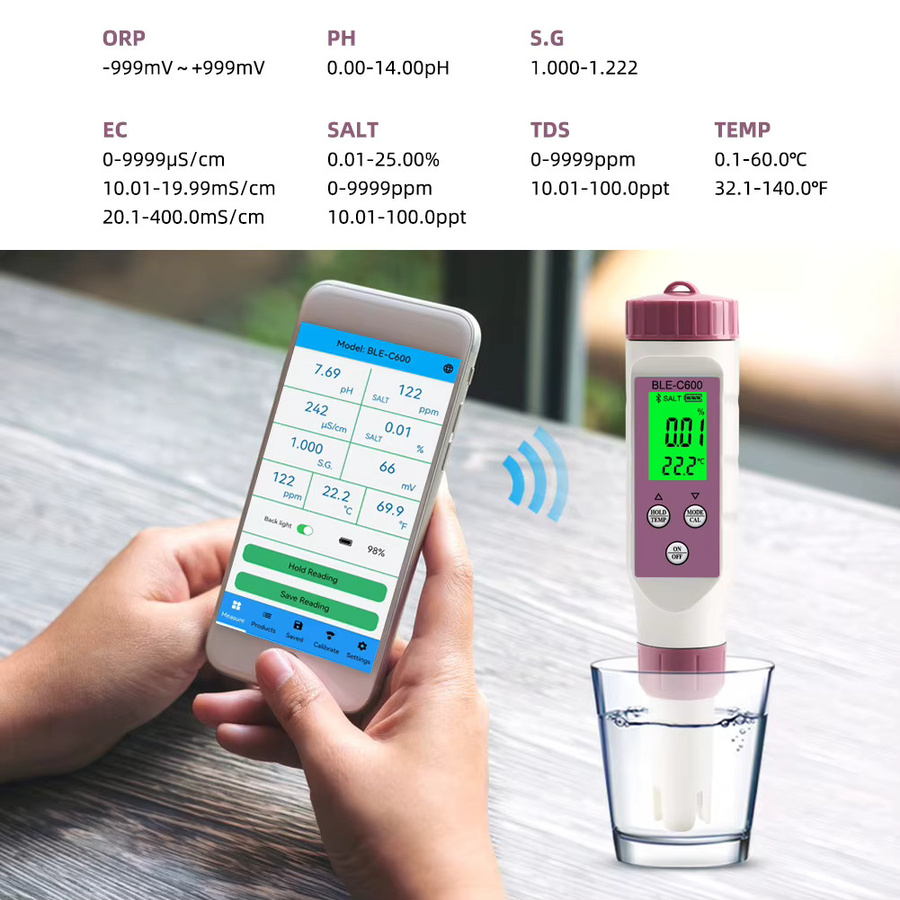 YIERYI TDS-Messgerät für Trinkwasser mit Bluetooth App, hochpräziser digitaler PH und ORP-Tester für dein Heimaquarium - Bild 2
