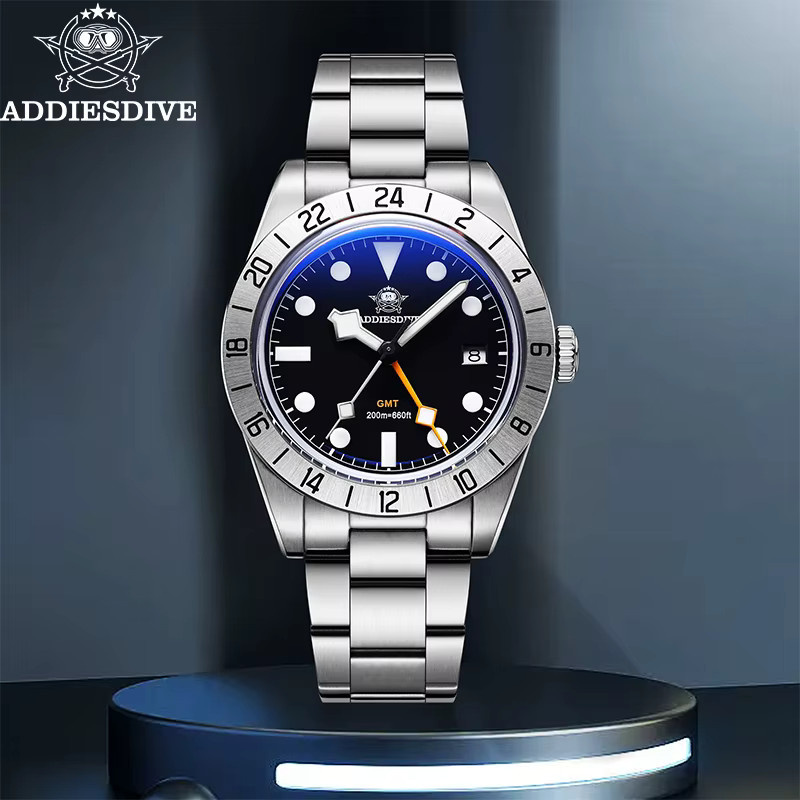 ADDIESDIVE Armbanduhr, Quarz, Edelstahl, 39 mm, Herren, Schwarz, Silber - Bild 6