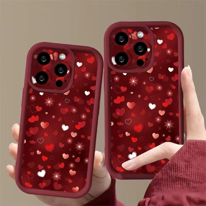 Stoßfeste und weiche Handyhülle mit Glitzer-Herz Design für iPhone Modelle in Rot - Bild 5
