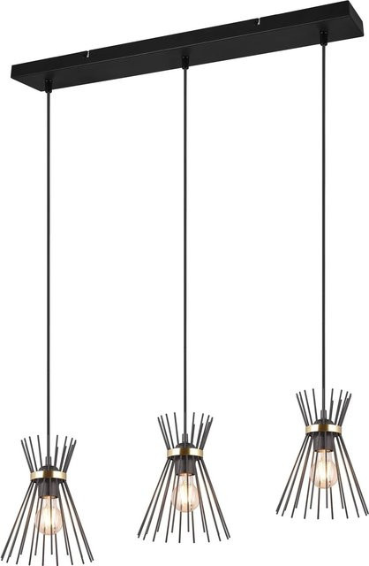 Reality Pendelleuchte Rod 3-flammig in Schwarz-Gold aus Metall für Esszimmer und Küche - Bild 1