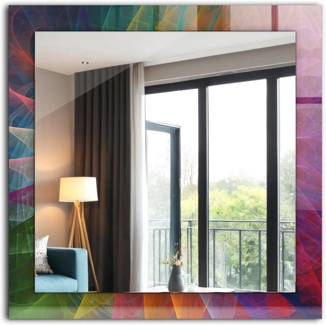Tulup Spiegel mit abstraktem Spirale-Motivdruck in Multicolor, Rechteckig, B/H: 60 x 60 cm - Bild 1