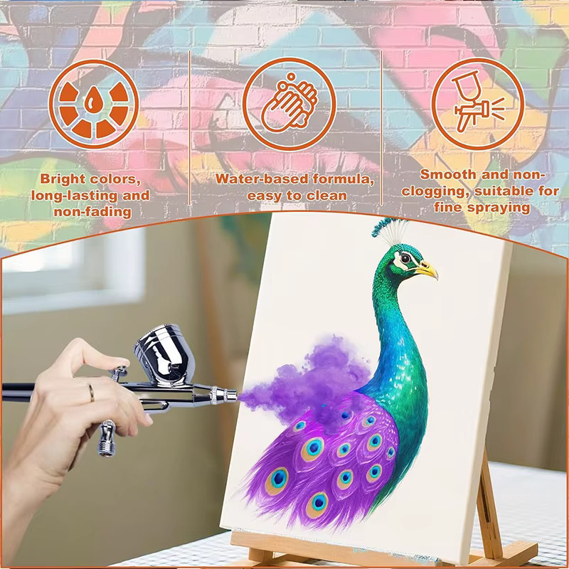 Multifunktionales Acryl-Spritzpistolen-Farbset mit 28 Farben à 30 ml für DIY-Projekte und Sprühmalerei auf Stoff und Resin, Mehrfarbig - Bild 4