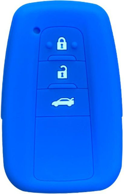 Silikon Autoschlüsselhülle für Toyota Corolla, Land Cruiser, Prado, Camry V70, C-HR, Prius und RAV4 Xa50, 3-Tasten Schlüsselabdeckung in Blau - Bild 1