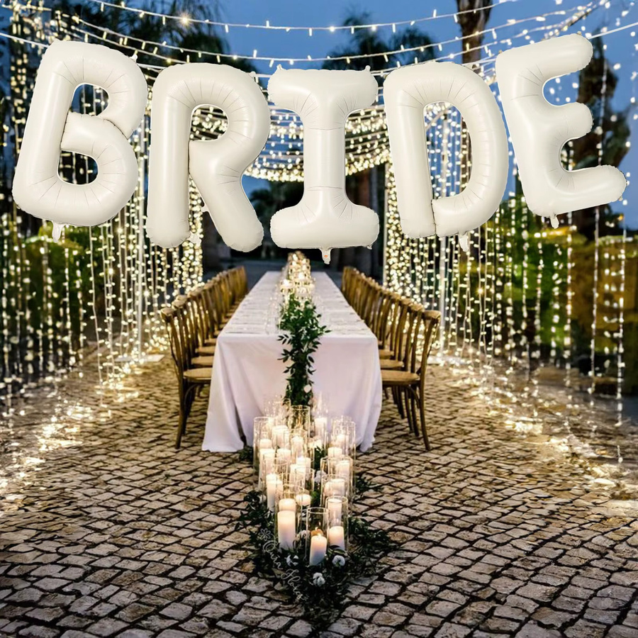 CJMYCW BRIDE Buchstabenballons aus Mylar-Folie in Beige und Gold zur Party-Dekoration für Hochzeit oder Valentinstag - Bild 4