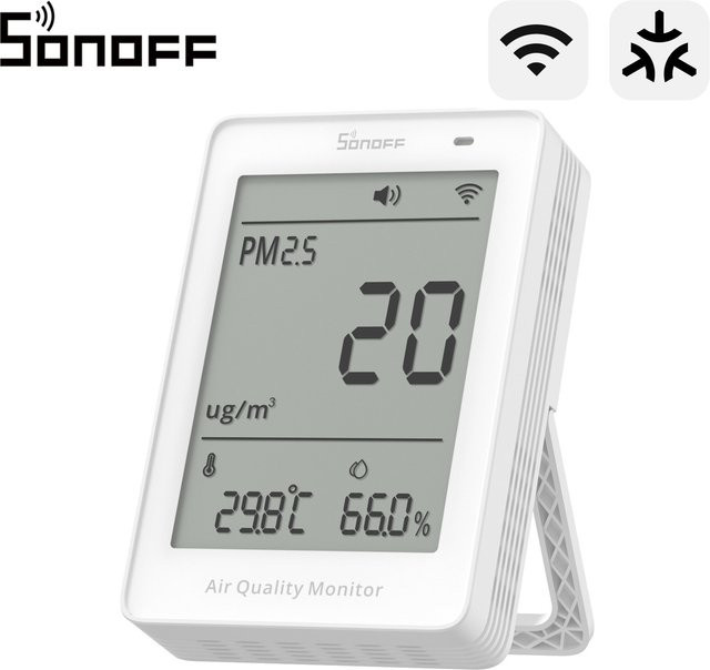 SONOFF AirGuard SAWF-07P WLAN Luftqualitätsmonitor mit Matter-Unterstützung, Feinstaubsensor für PM2.5/PM10 sowie Temperatur- und Feuchtigkeitssensor, Weiß - Bild 1