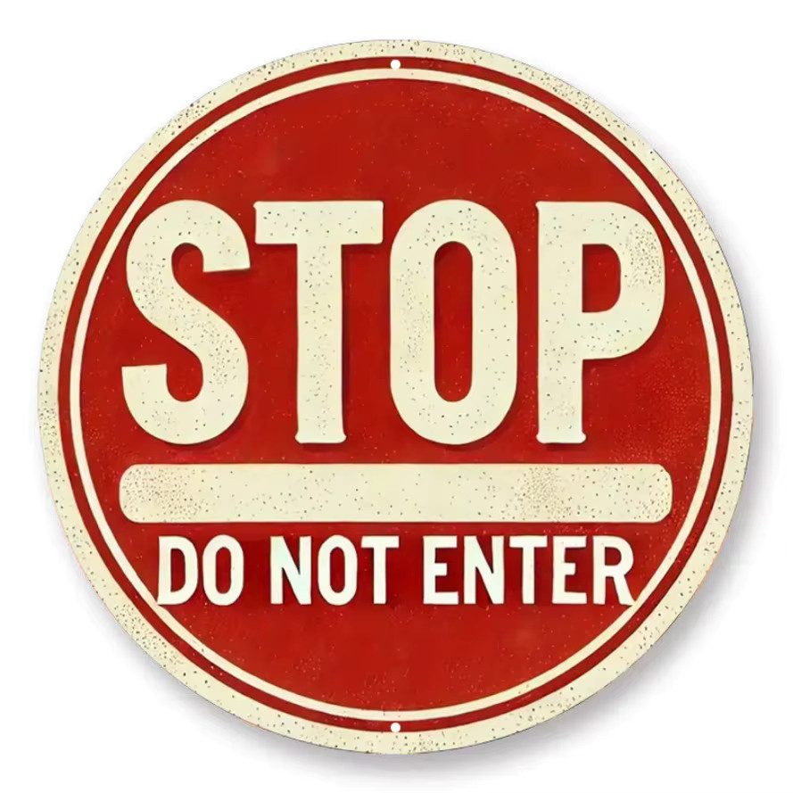 HELLOYOUNG Vintage-Metallschild Stop Do Not Enter in Rot als Wandkunst für Bar und Strandhaus, B: 20 cm, H: 20 cm, T: 20 cm - Bild 2