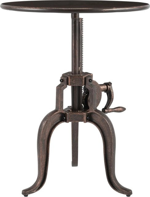 DELUKE Beistelltisch VERA Rund in Bronze aus Metall im Industrial Stil, B/T/H: 50 x 50 x 46 cm - Bild 1