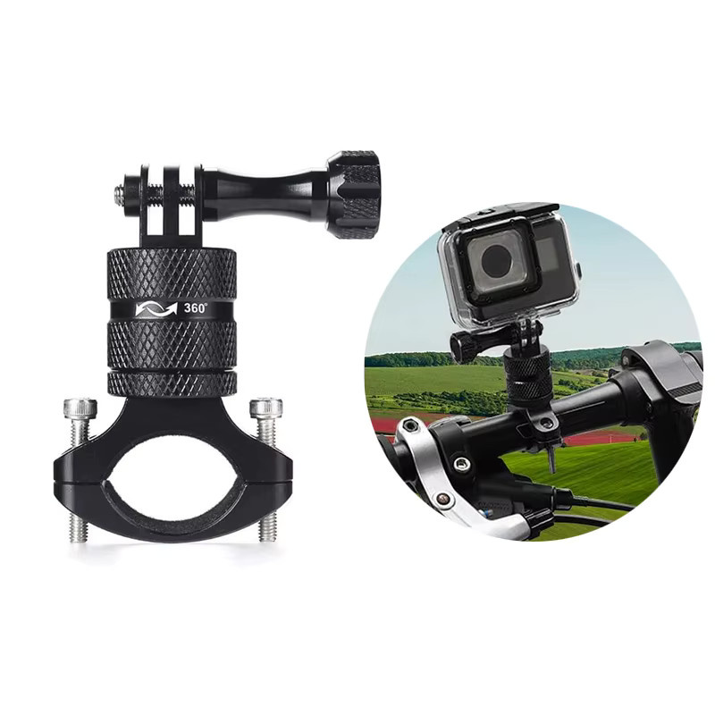 DIXSG 360 Grad drehbare Aluminium-Fahrradlenkerhalterung in Schwarz für GoPro Hero 13 12 11 10 Insta360 DJI Osmo Action Kameras - Bild 4