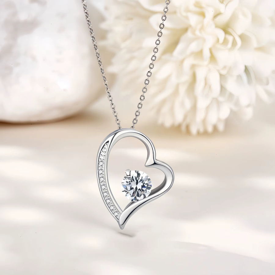 BJXMOSO Halskette mit Anhänger, 925 Silber, Zirkonia, Herz, Damen - Bild 4