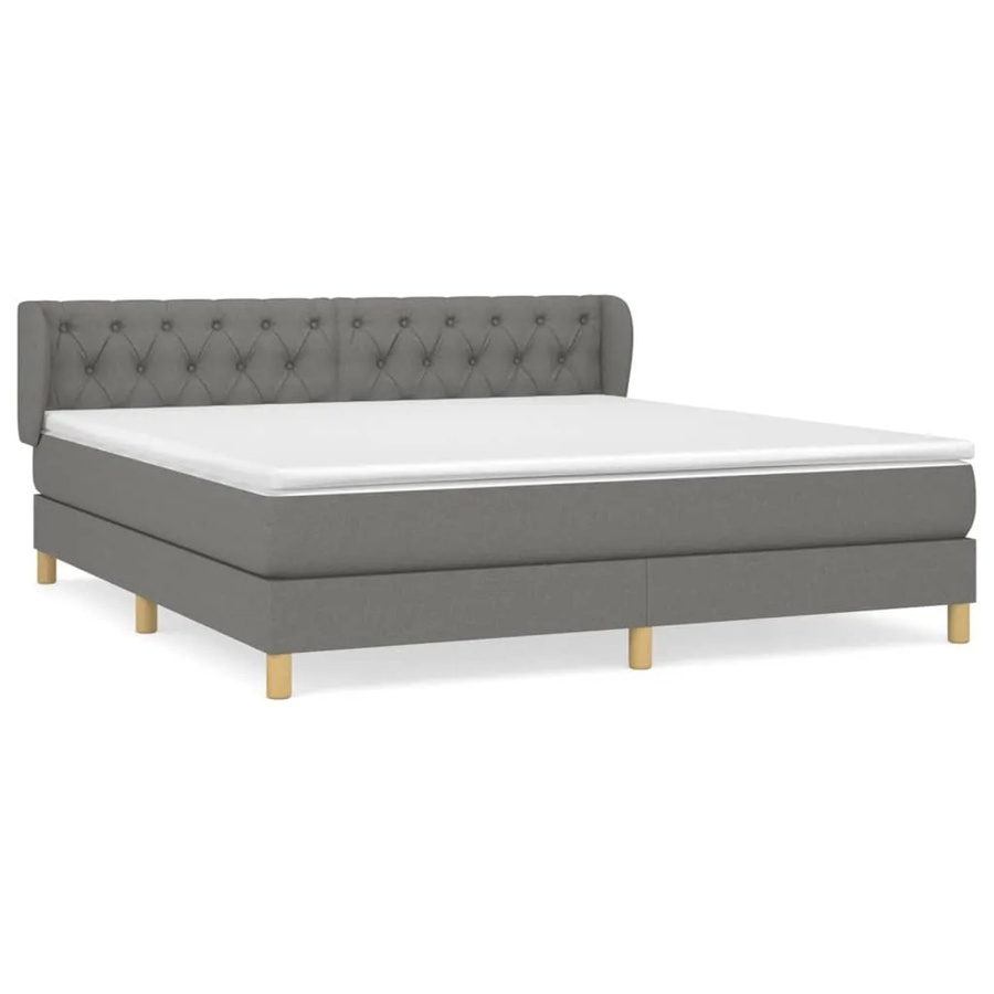 vidaXL Boxspringbett Hybrid mit Matratze und Kopfteil, Grau, B: 160 cm, H: 163 cm, T: 78 cm - Bild 2